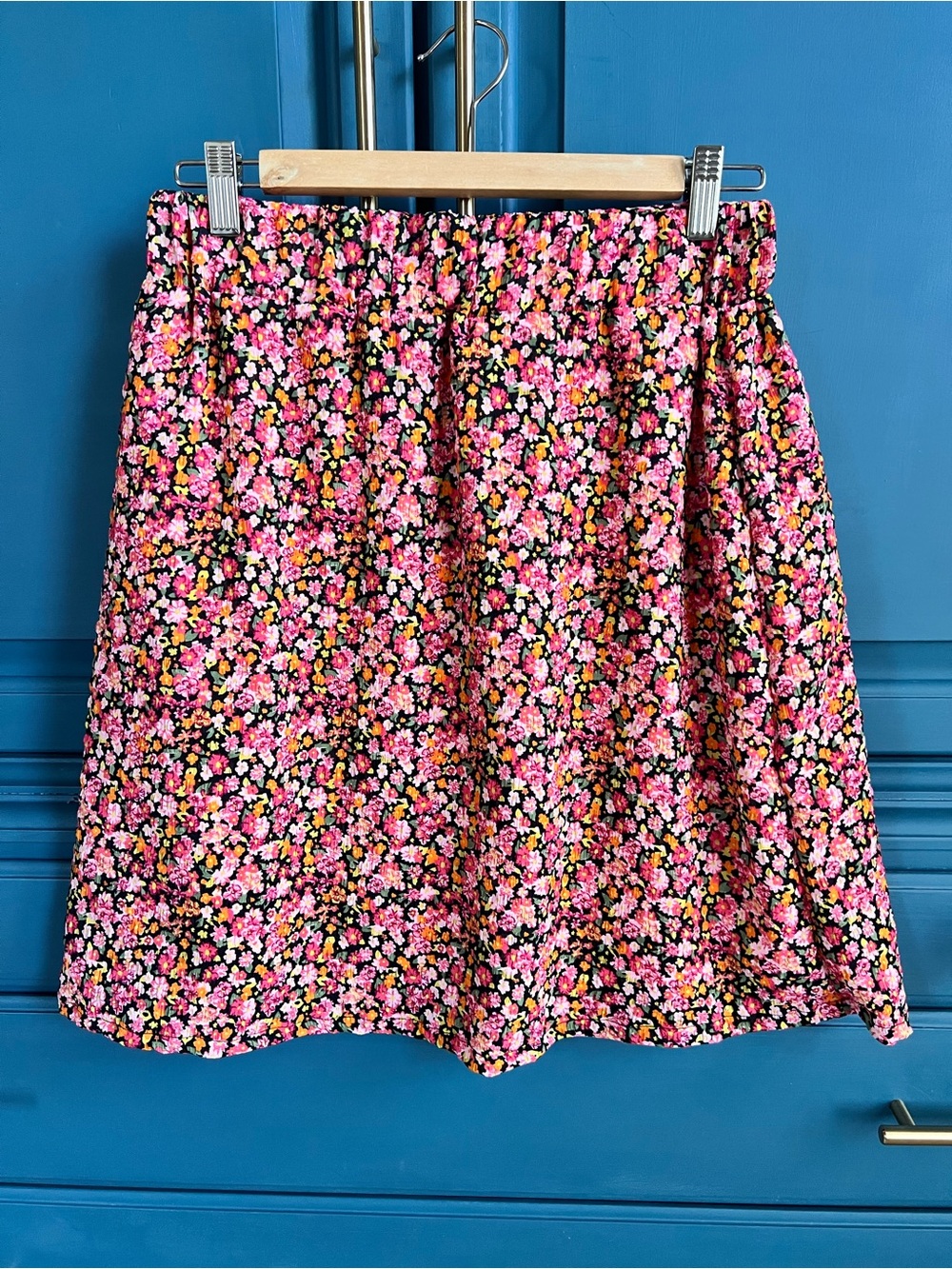 Custom Floral Pink & Black A-Line Skirt